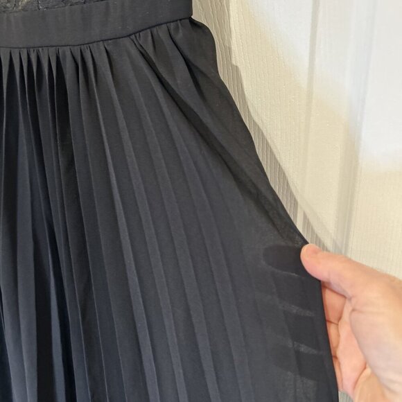 LuLus Prom Dress XXS I’m Flattered Black Embroider Maxi Pleated Skirt Sheer Top‎ - Picture 5 of 11